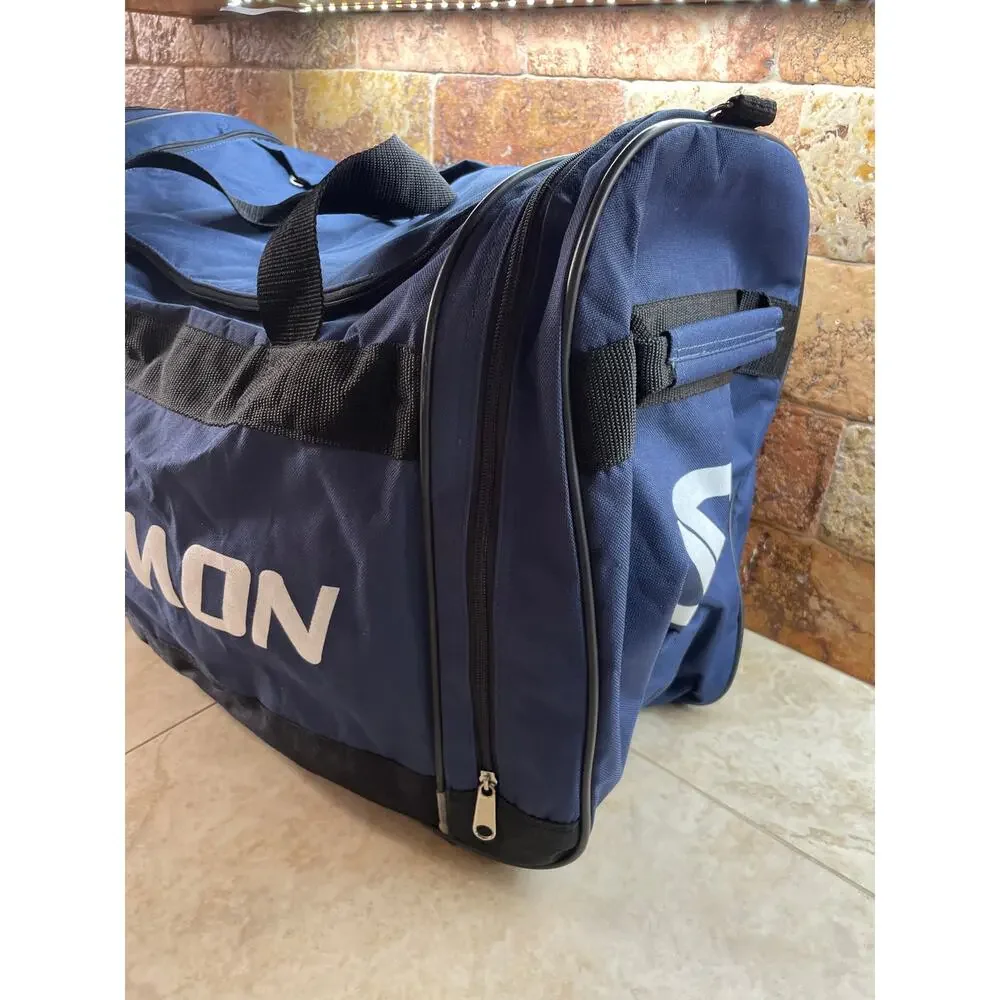Salomon Duffel Bag Travel Blue Gym Sports Large Multi Pocket Hockey Zipper